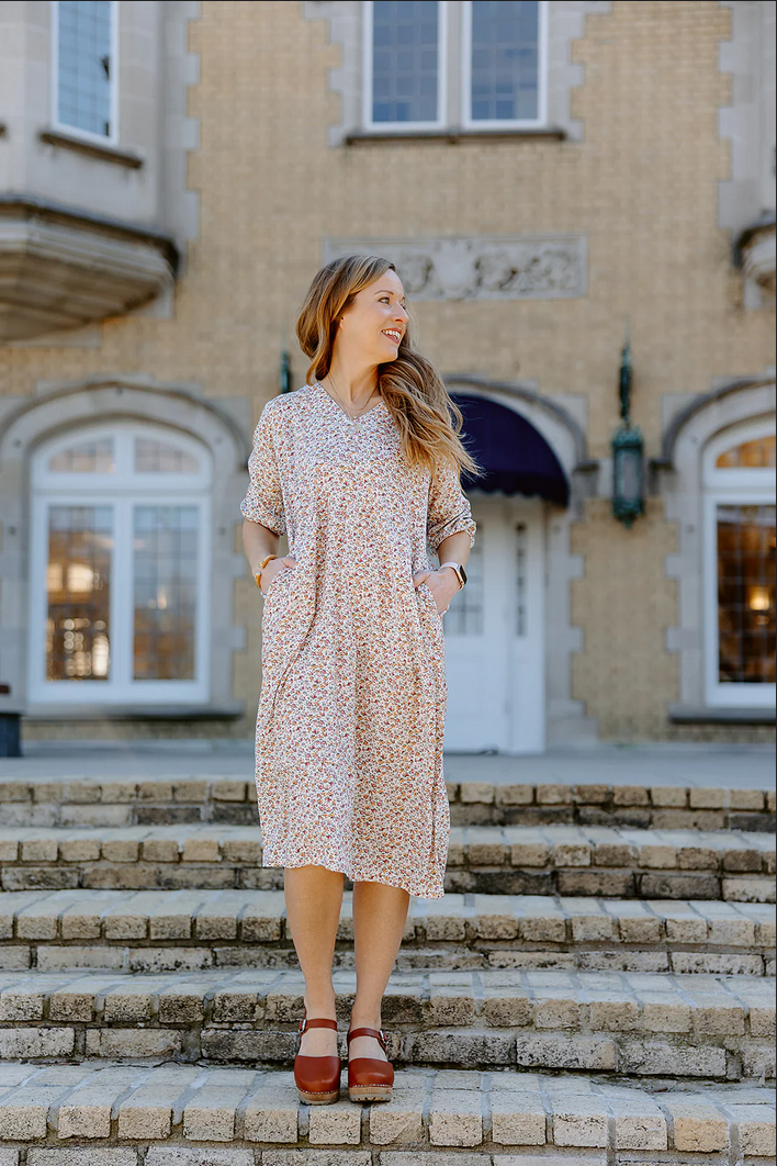 Vintage Floral LS Tier Dress