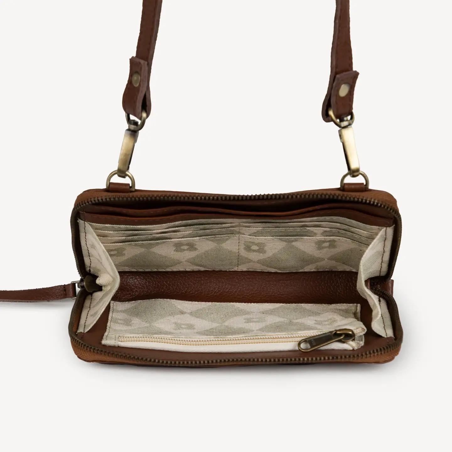 Pebbled Leather Crossbody Wallet