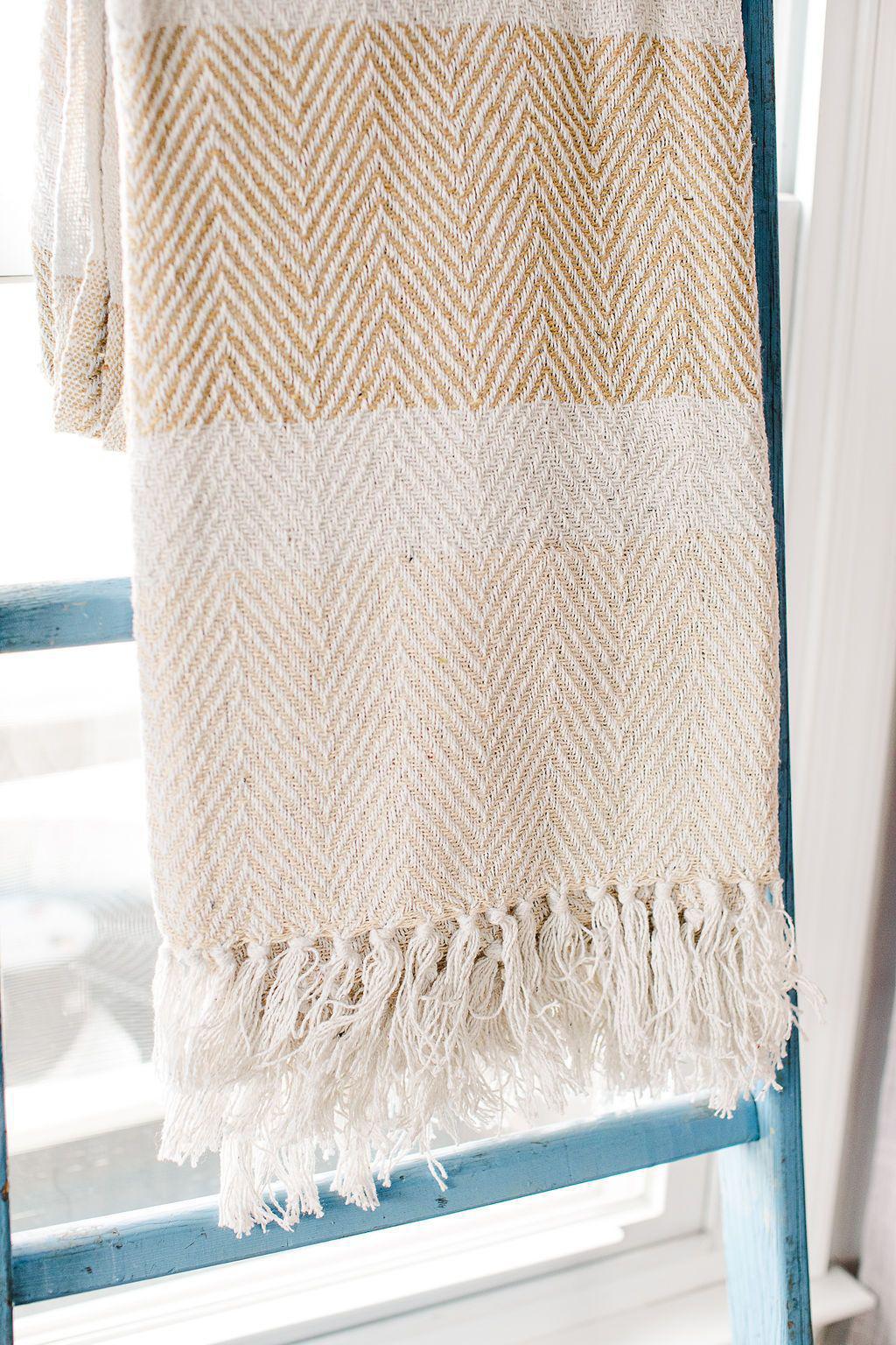 Natural Striped Rethread Throw