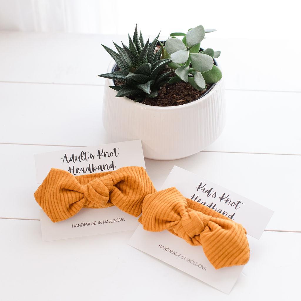 Mustard Knit Knot Headband