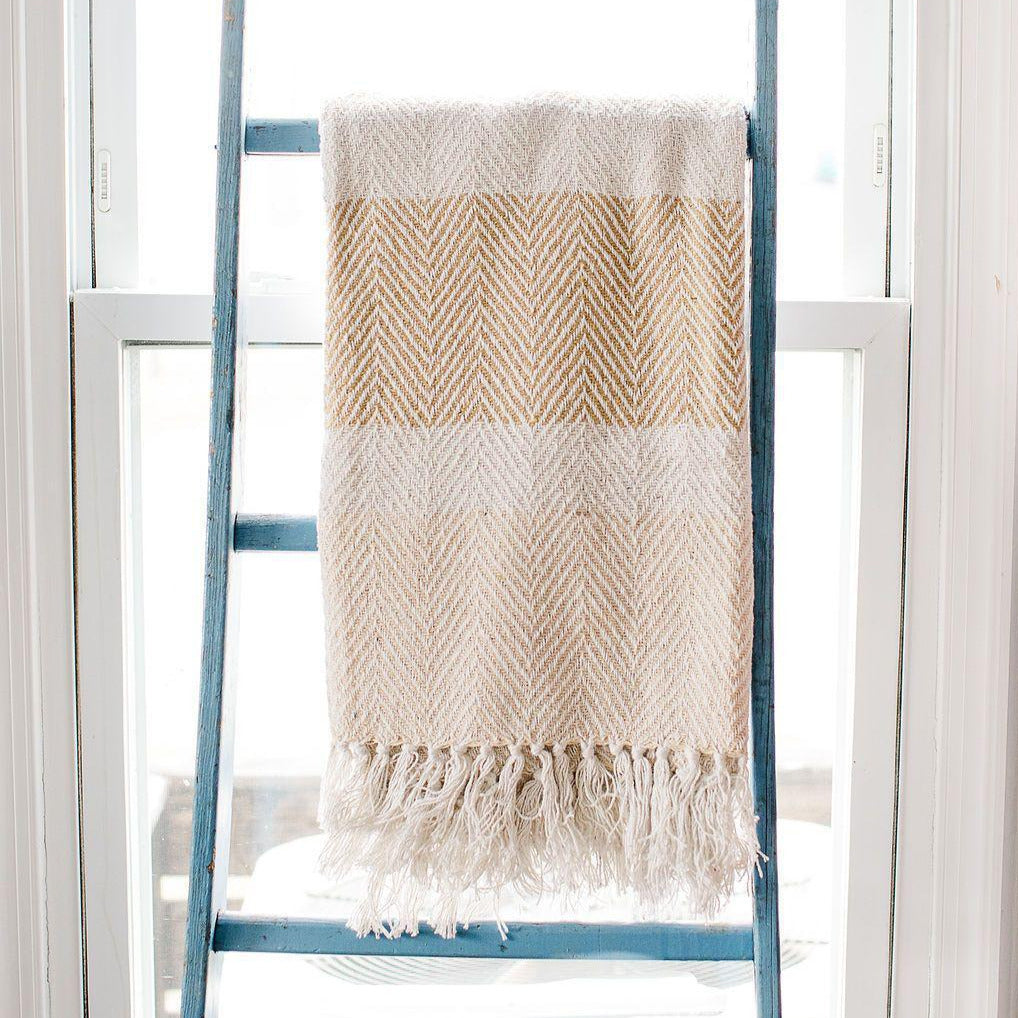 Natural Striped Rethread Throw